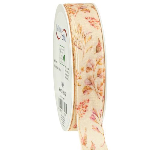 Ruban décoratif automne ruban tissu décoratif beige vieux rose 25mm 20m