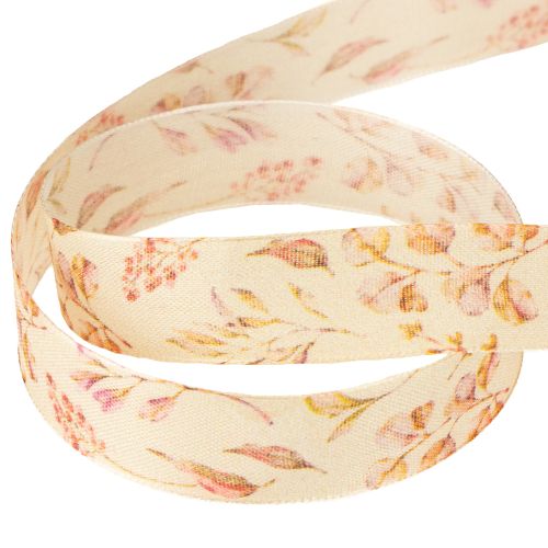 Article Ruban décoratif automne ruban tissu décoratif beige vieux rose 25mm 20m
