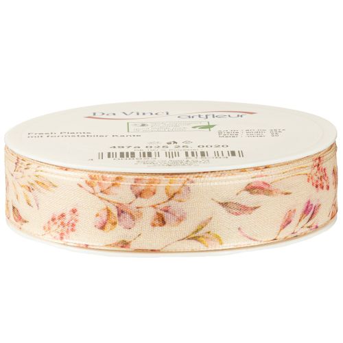 Article Ruban décoratif automne ruban tissu décoratif beige vieux rose 25mm 20m