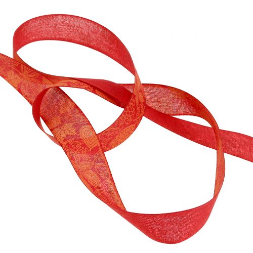 Article Ruban cadeau feuilles d&#39;automne rouge 25mm 18m