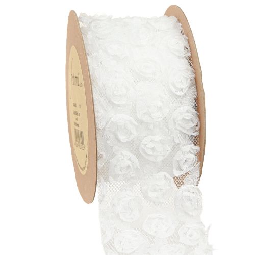 Article Ruban décoratif mariage roses blanches ruban cadeau 60mm 5m