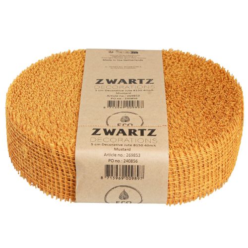 Article Ruban décoratif jute jaune moutarde ruban quadrillé ruban artisanal 5cm 40m