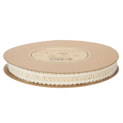 Article Ruban décoratif en jute, ruban cadeau naturel, blanc crème, 15 mm x 15 m