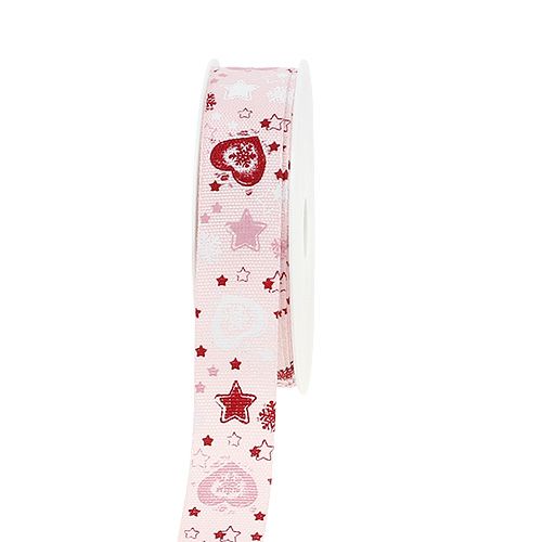 Floristik24 ruban décoratif look lin rose 25mm 20m