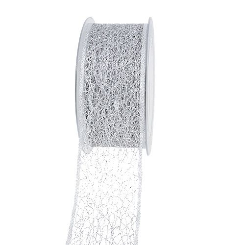 Ruban déco maille ruban argent 50mm 20m