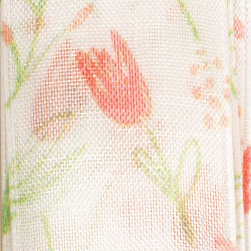 Article Ruban cadeau à motif tulipe, idéal pour les occasions spéciales et la décoration saisonnière, 2,5 cm de large, 18 m de long
