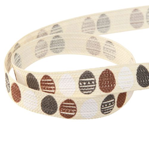 Article Ruban décoratif Oeufs de Pâques ruban coton marron blanc 15mm 18m