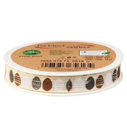 Article Ruban décoratif Oeufs de Pâques ruban coton marron blanc 15mm 18m