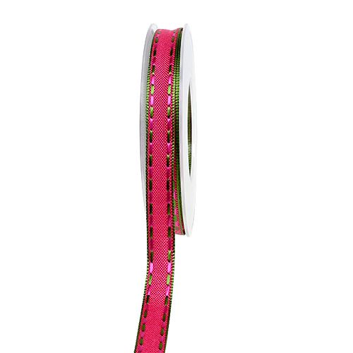 Floristik24 ruban décoratif Pink avec fil métallique 15mm 15m