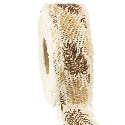 Floristik24 Ruban décoratif feuilles tropicales ruban coton marron 30mm 15m