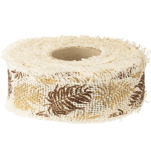 Article Ruban décoratif feuilles tropicales ruban coton marron 30mm 15m