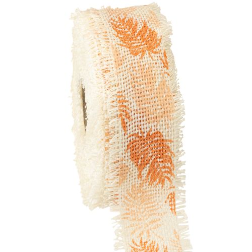 Floristik24 Ruban décoratif feuilles forêt tropicale ruban coton orange 30 mm 15 m