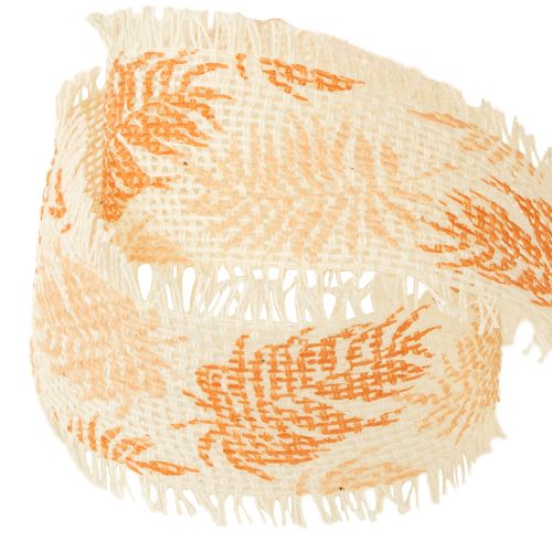 Article Ruban décoratif feuilles forêt tropicale ruban coton orange 30 mm 15 m
