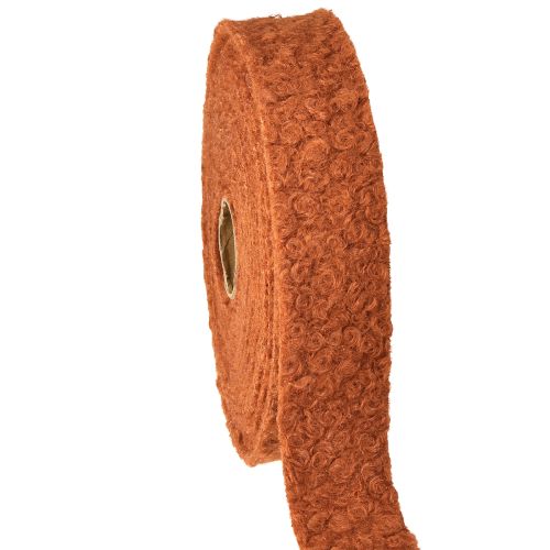 Ruban décoratif marron rougeâtre, large ruban en tissu aspect laine 40 mm 8 m