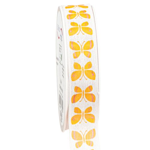 Article Ruban décoratif papillons orange bord fil 25mm 18m