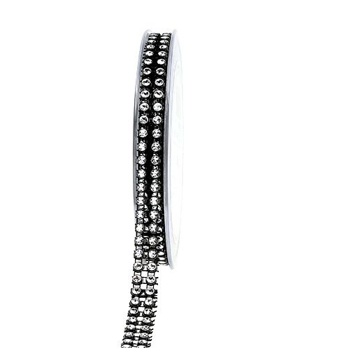 Ruban déco noir, argent 10mm 4m