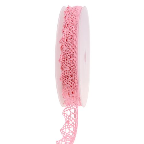 Floristik24 Ruban décoratif dentelle 22mm 20m rose