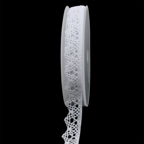 Floristik24 Ruban dentelle décoratif 22mm 20m blanc