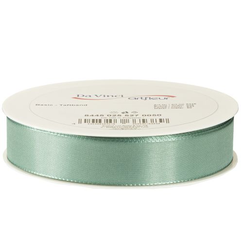 Article Ruban décoratif taffetas ruban cadeau vert sauge 25 mm 50 m