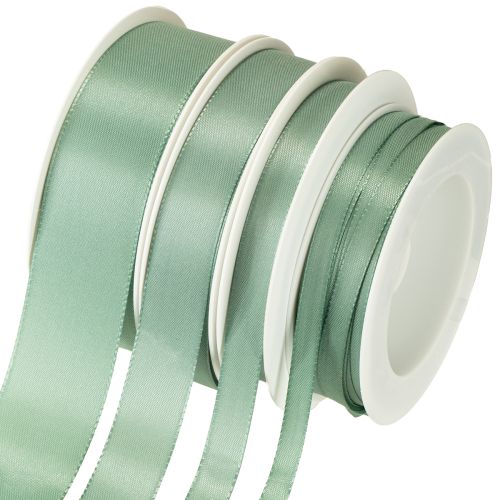 Ruban décoratif taffetas vert sauge différentes largeurs 50 m