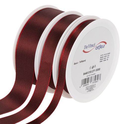 Ruban décoratif en taffetas rouge, largeurs variées, 50 m acheter | Floristik24.be