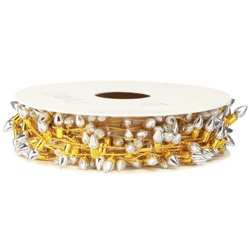 Article Ruban décoratif Chaîne lumineuse de Noël doré argent L12mm L5m