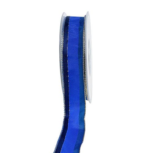 Floristik24 Ruban décoratif avec bord fil bleu 25mm 20m