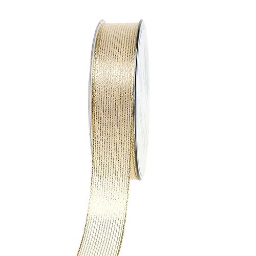 Ruban déco à rayures lurex doré clair 25mm 20m acheter | Floristik24.be