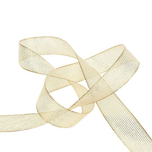 Ruban déco à rayures lurex doré clair 25mm 20m | Floristik24.be