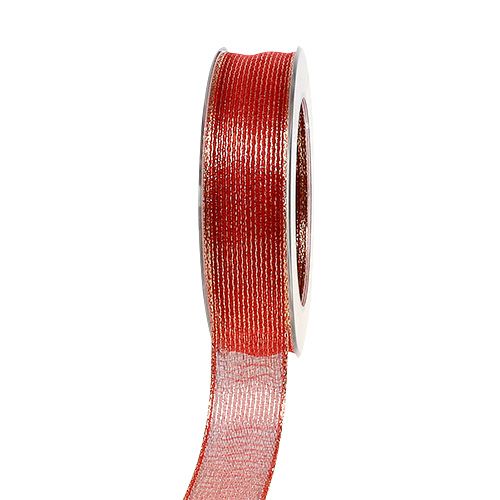 Ruban déco à rayures lurex rouge 25mm 20m acheter | Floristik24.be