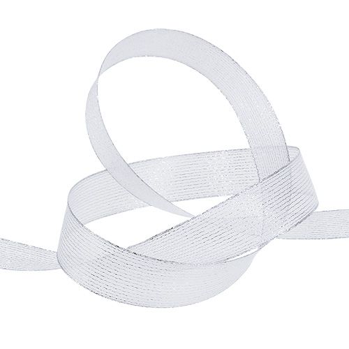 Ruban déco rayures lurex argent 25mm 20m | Floristik24.be