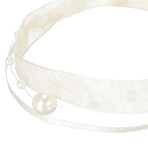 Article Ruban décoratif perlé, couleur crème, 20 mm, 5 m