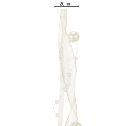 Article Ruban décoratif perlé, couleur crème, 20 mm, 5 m