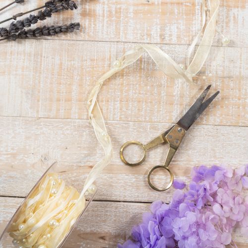 Article Ruban décoratif perlé, couleur crème, 20 mm, 5 m