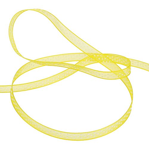 Floristik24 Ruban décoratif à pois jaune 7mm 20m