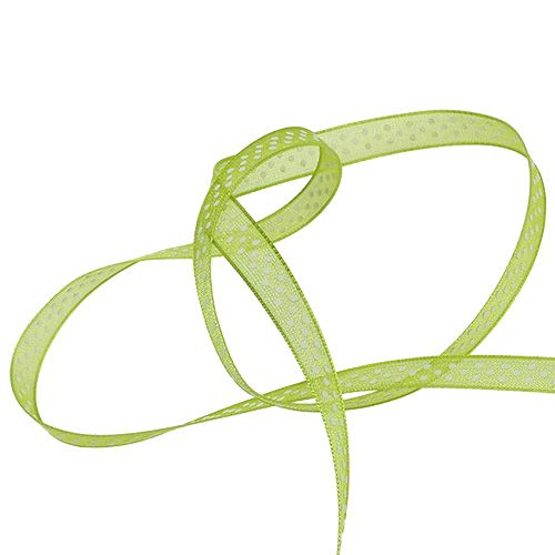 Floristik24 Ruban décoratif à pois vert 7mm 20m
