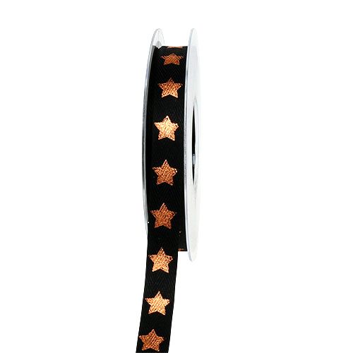 ruban décoratif avec décor étoile noir 15mm 20m