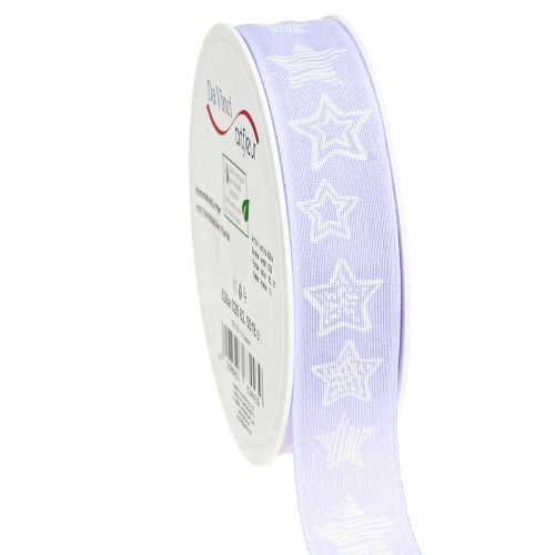 Floristik24 Ruban décoratif avec étoiles Ruban de Noël lilas 25 mm 18 m