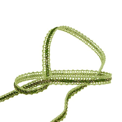 Floristik24 Ruban déco étroit vert avec fil 8mm 15m