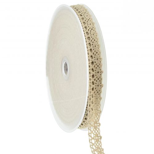 Floristik24 Ruban décoratif ruban décoratif beige gris L16mm L20m