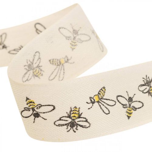 Article Ruban déco abeilles crème ruban 25mm 18m