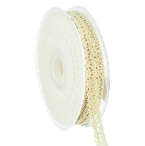 Ruban décoratif crème avec dentelle au crochet vintage L12mm L20m