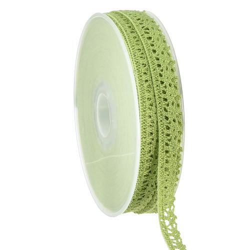 Floristik24 Ruban décoratif dentelle au crochet bordure dentelle vert W12mm L20m