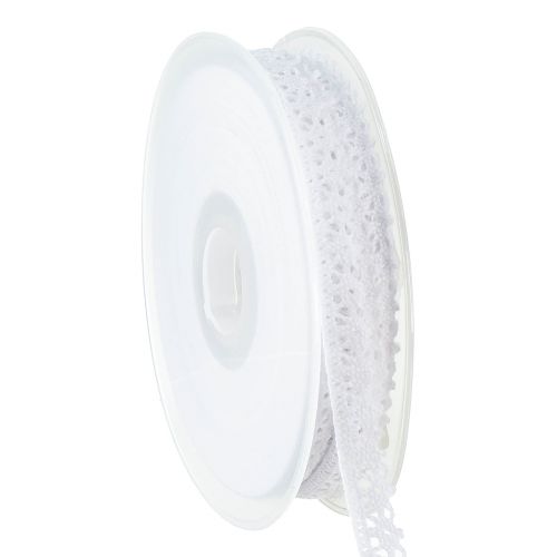 Floristik24 Ruban décoratif dentelle blanc crochet dentelle bijoux ruban W12mm L20m