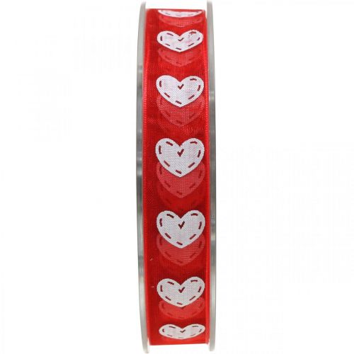 Ruban décoratif coeurs, décoration mariage, ruban Saint Valentin rouge, blanc 15mm 20m