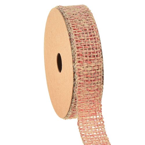 Article Ruban décoratif ruban de jute pour décoration rouge naturel 25mm 10m