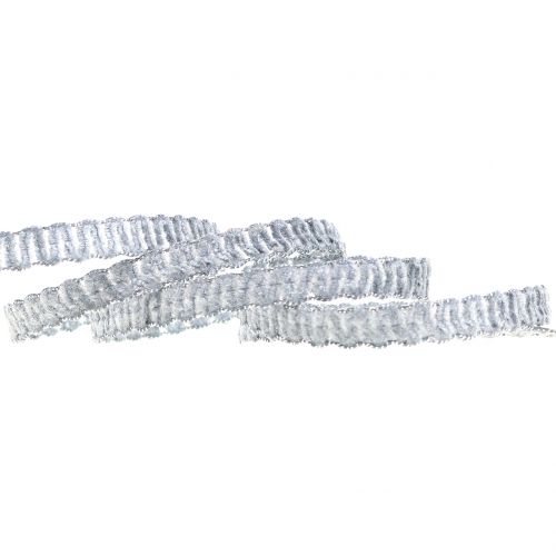 Floristik24 Ruban déco aspect velours gris 10mm 20m