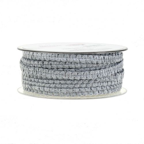Floristik24 Ruban déco aspect velours gris 10mm 20m
