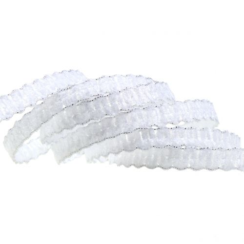 Floristik24 Ruban optique déco velours blanc 10mm 20m