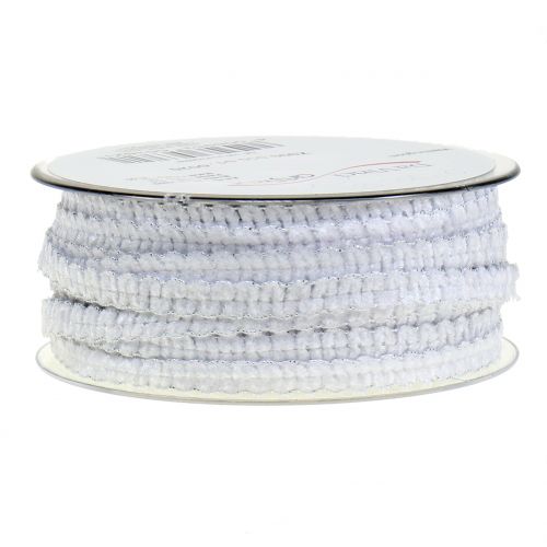 Floristik24 Ruban optique déco velours blanc 10mm 20m